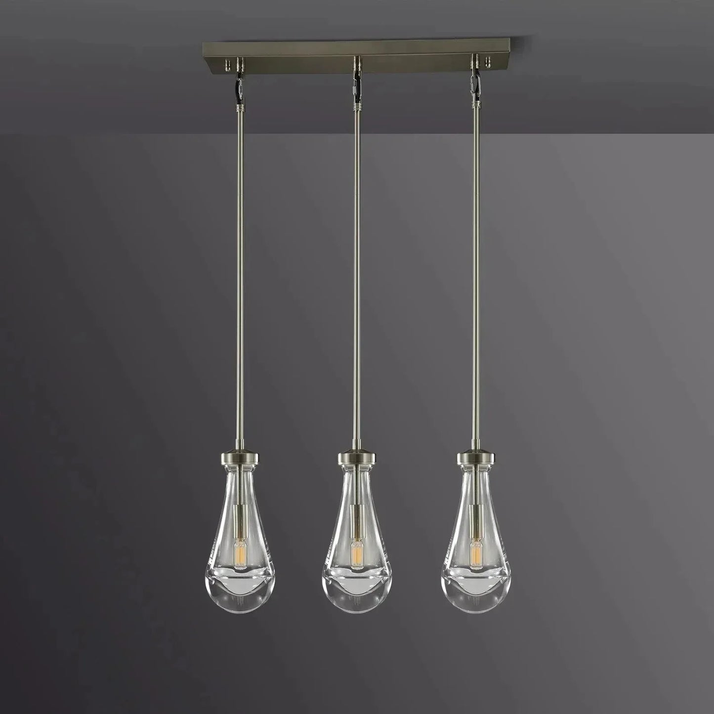 Soltaire Raindrop Linear Chandelier 3-Light 22"