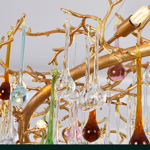 Avis Colorful Crystal Rain Branch Chandelier