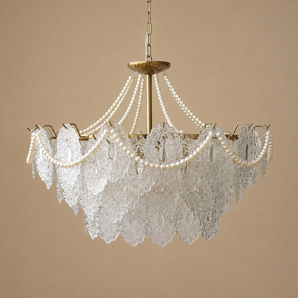 Gold Glass Drop Chandelier