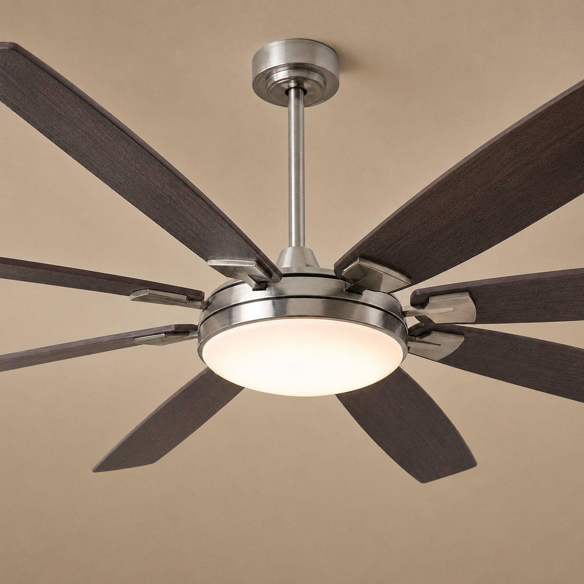 Eight-Blade LED Disc Ceiling Fan in Walnut
