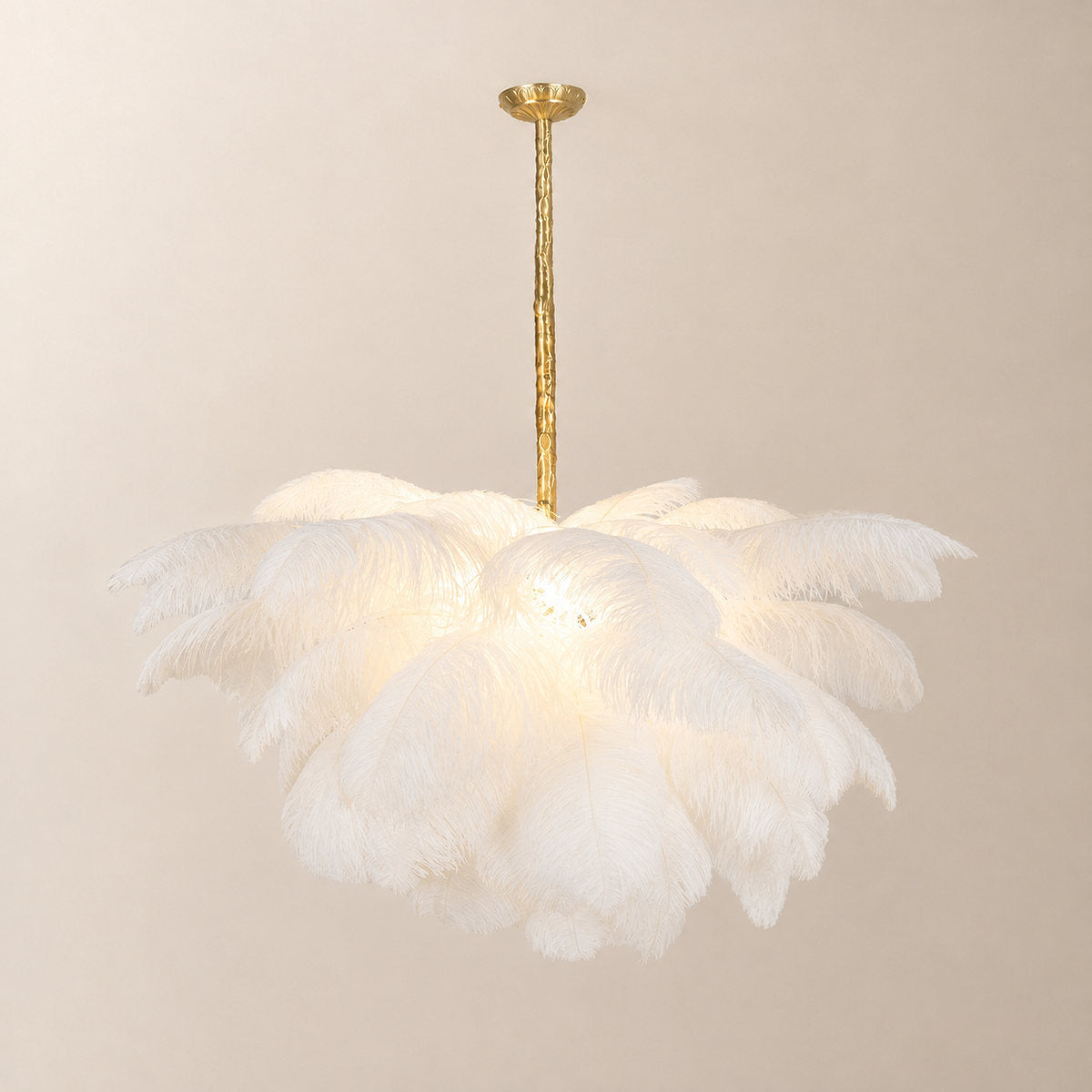 Tricolordeer Layered Plume Brass Chandelier