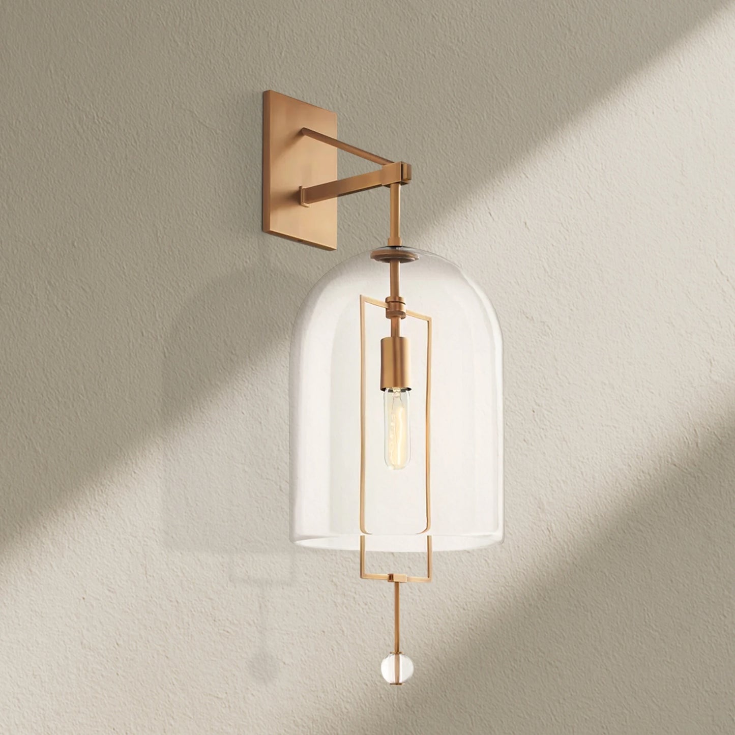Fulcram Modern Grand Glass Wall Sconce 23"/29"H for Living Room, Bedroom