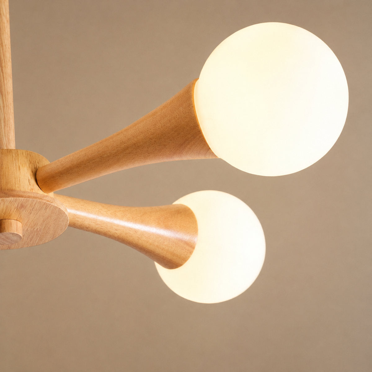 Tricolordeer Solid Wood & Opal Glass Chandelier
