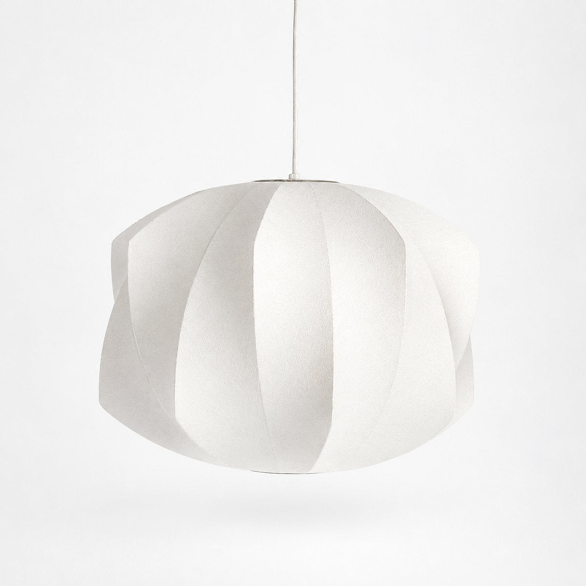 Organic Mulberry Silk Pendant Light with Steel Wireframe