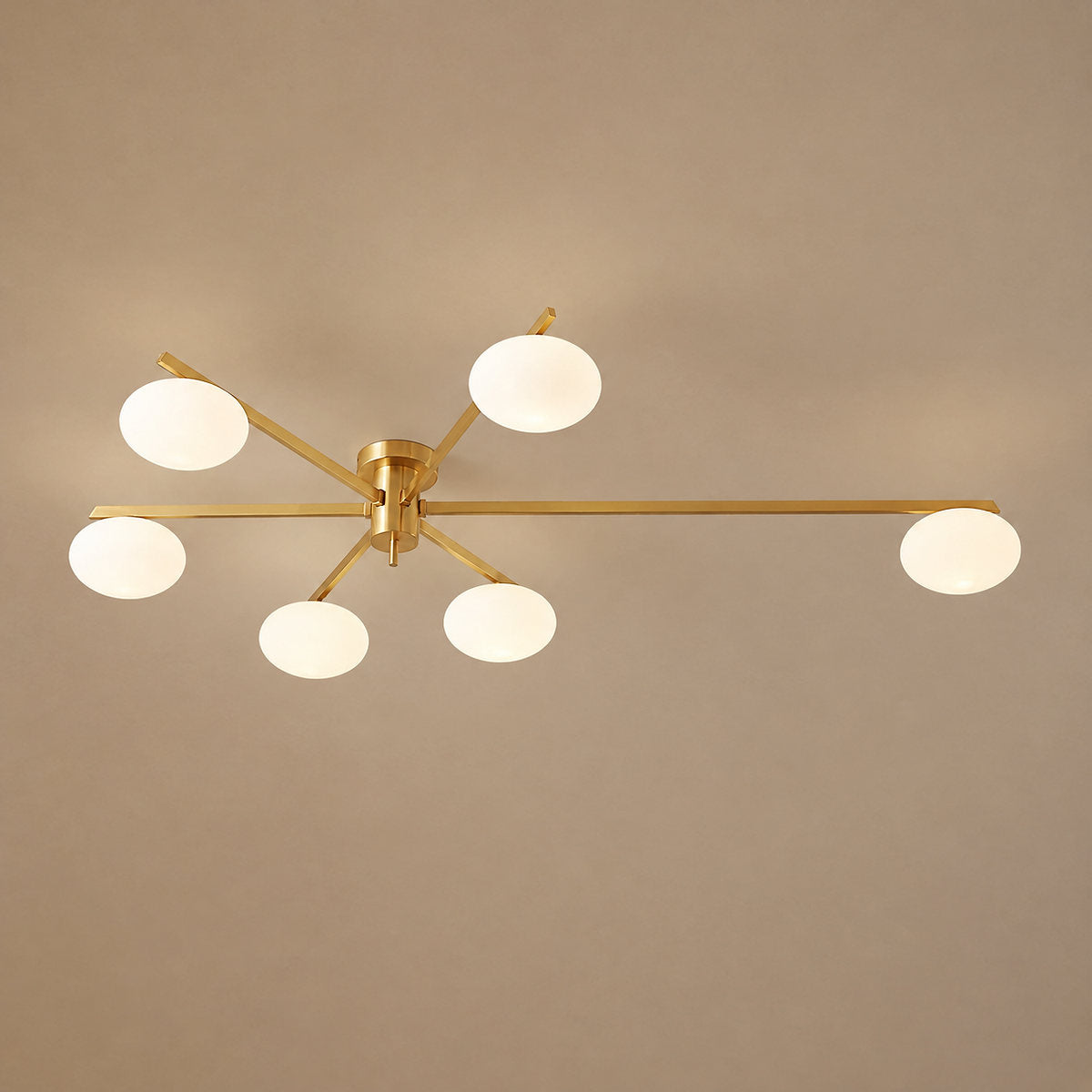 Low-Profile Multi-Arm Oval Glass Ceiling Lamp