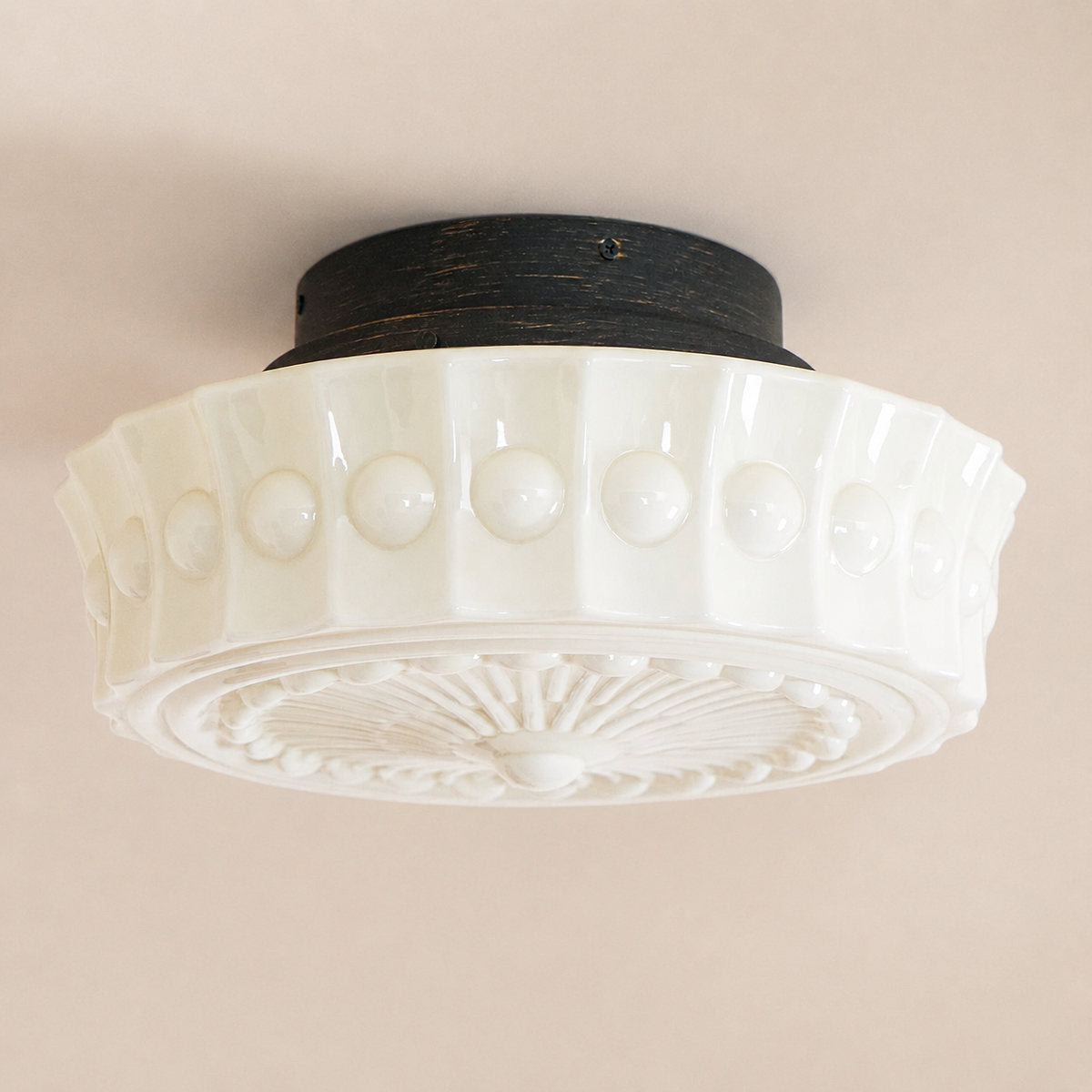 Charles Edwards Ceiling Light, 14.2~17.7-Inch x H 7.1~7.5-Inch, Black & Beige for Living Room