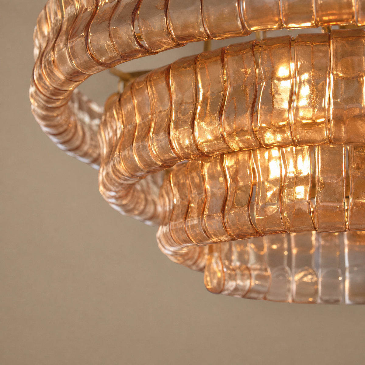 Tricolordeer Four-Light Round Amber Glass Chandelier