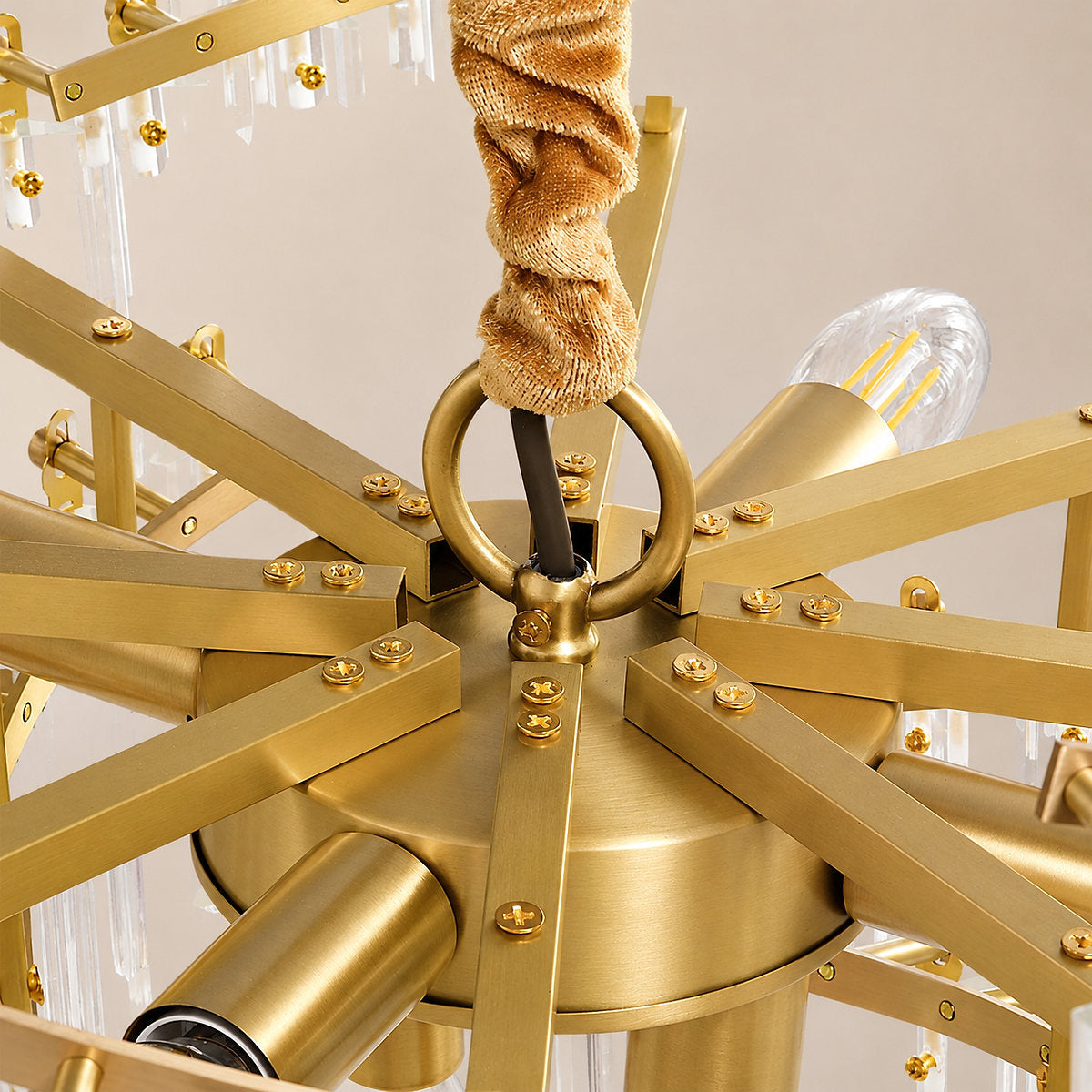Tricolordeer Brass Spiral Crystal Chandelier