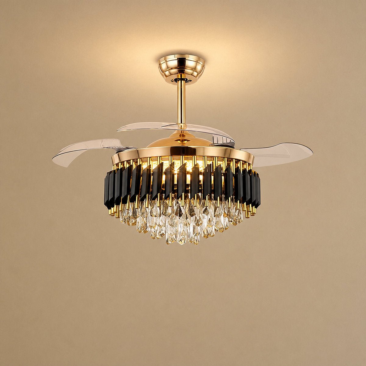 Tricolordeer Crystal Chandelier Dual-Function Ceiling Fan