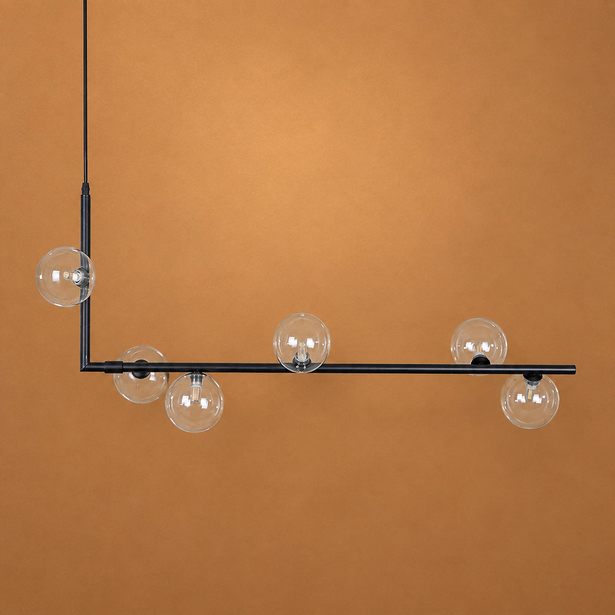 Geometric Linear Glass Sphere Chandelier