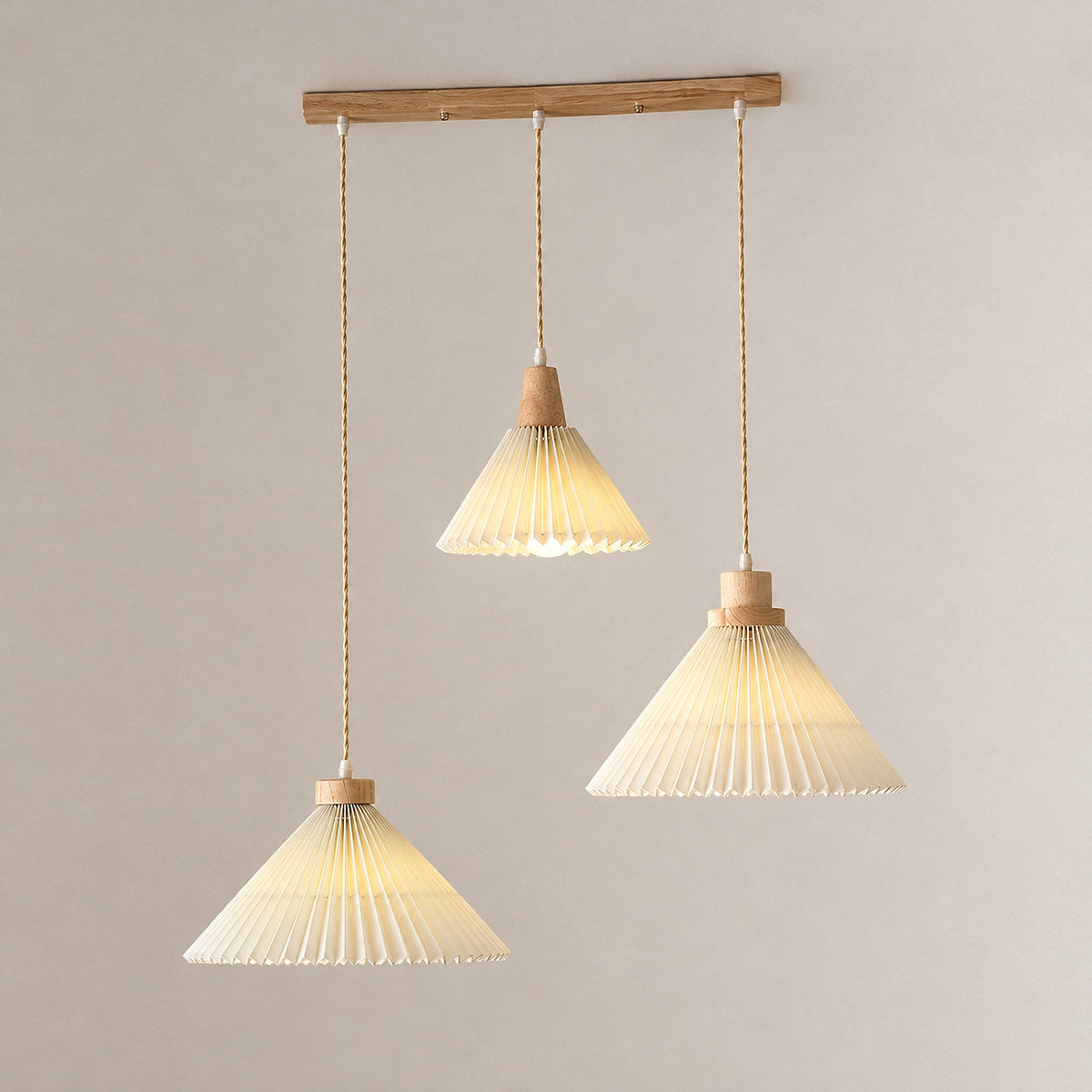 Tricolordeer Folded Paper & Wood Pendant Light