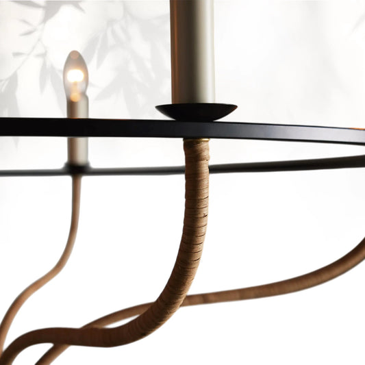 Roselind Rattan Chandelier in Black