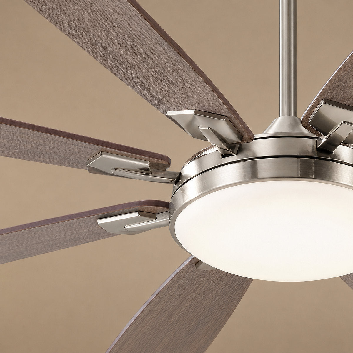 Eight-Blade LED Disc Ceiling Fan in Walnut