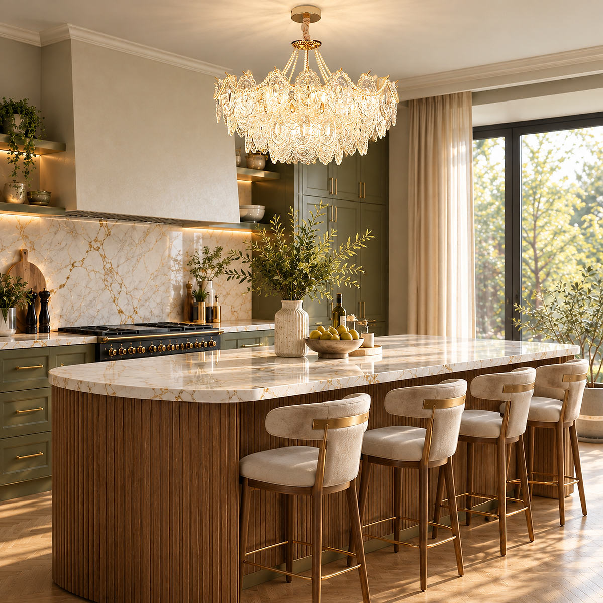 Gold Glass Drop Chandelier