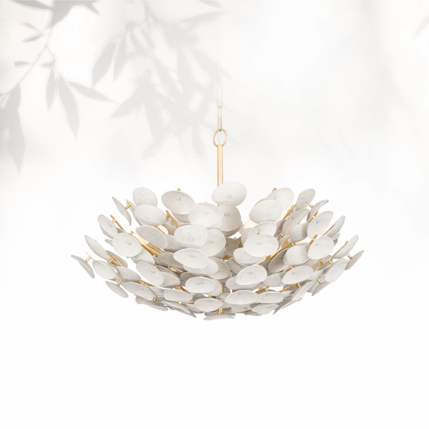 Aimi 9 Vintage Gold Leaf Chandelier Ceiling Light