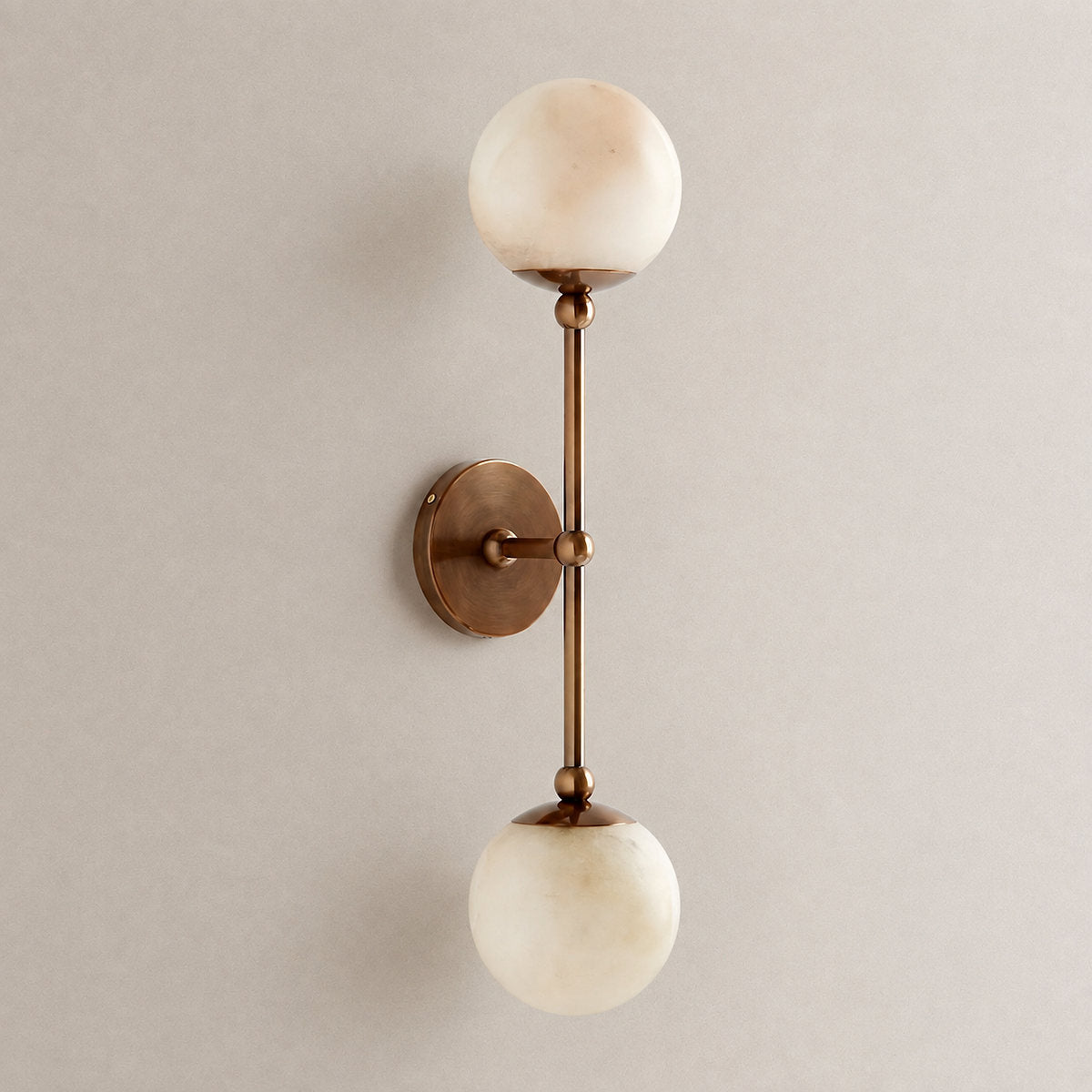 Celestial Double Alabaster Wall Lamp, 4.7-Inch x H 4.7~23.6-Inch, Antique Bronze & White, Warm Light for Living Room & Dining Room