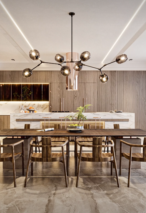 Modern Sputnik Smoky Gray/Amber Glass Branch Chandelier for Kitchen Island/Dining Room