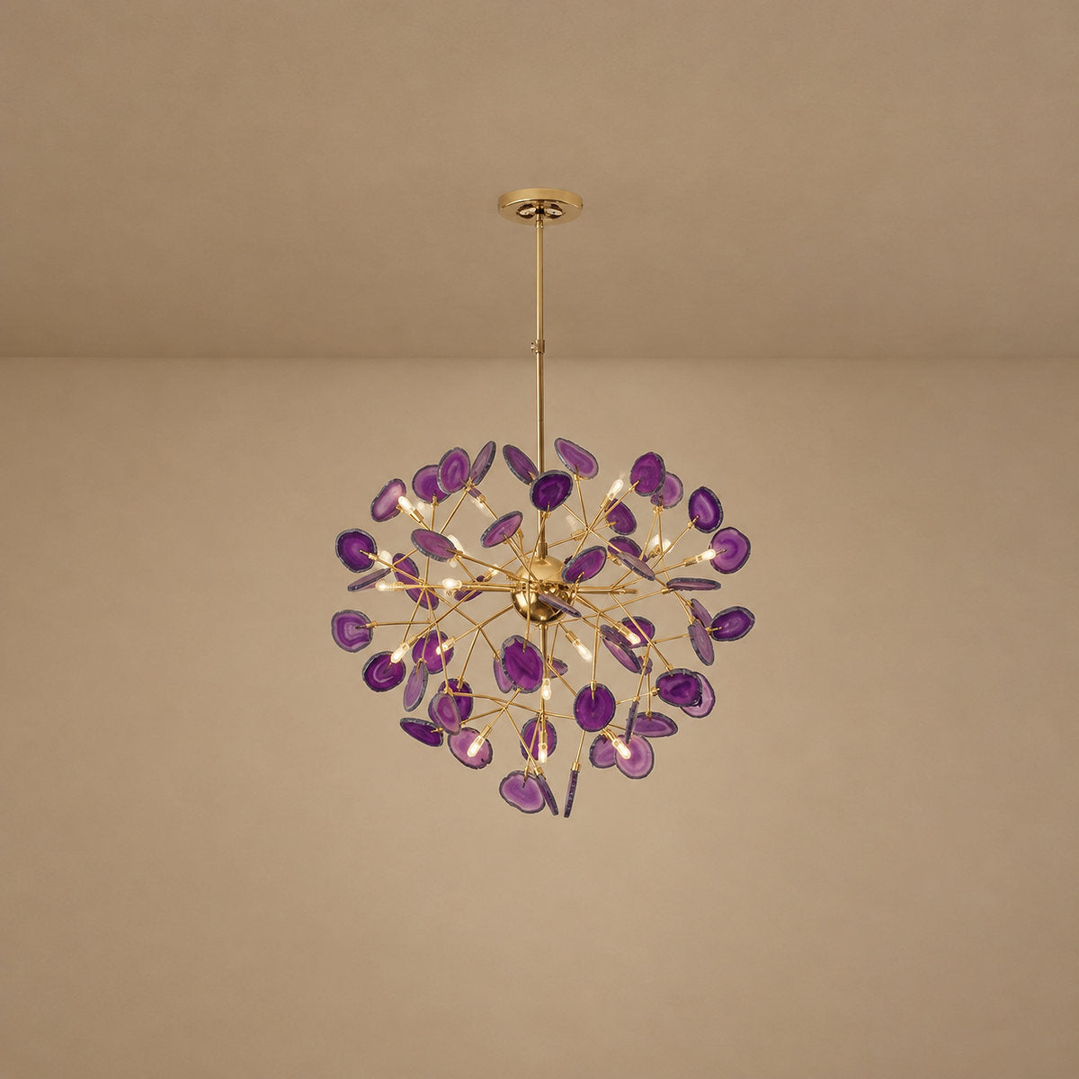 Rose Gold Chandelier with Natural Stone Slices