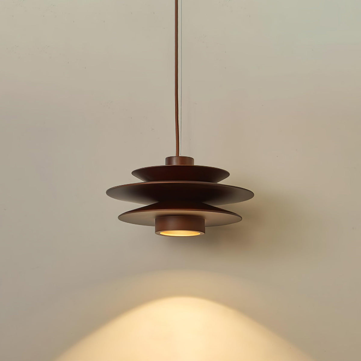 Cascade Wooden Disc Pendant Light, 11.8-Inch x H 5.9-Inch, Nature wood for Dining Room & Living Room