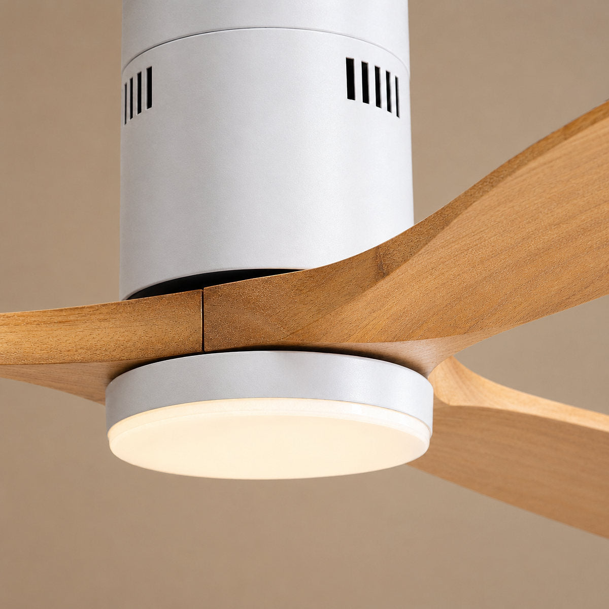 Low-Profile Flush Mount Ceiling Fan with LED Disc Light