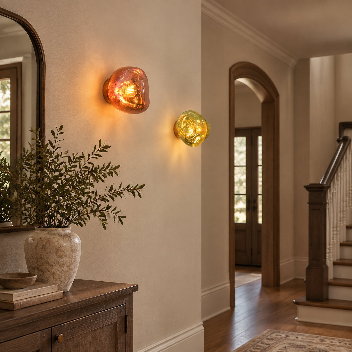 Lava Plug-in Wall Lamp, 7.1~11-Inch x H 7.5~11.4-Inch, Gold, US Plug for Bedroom & Living Room
