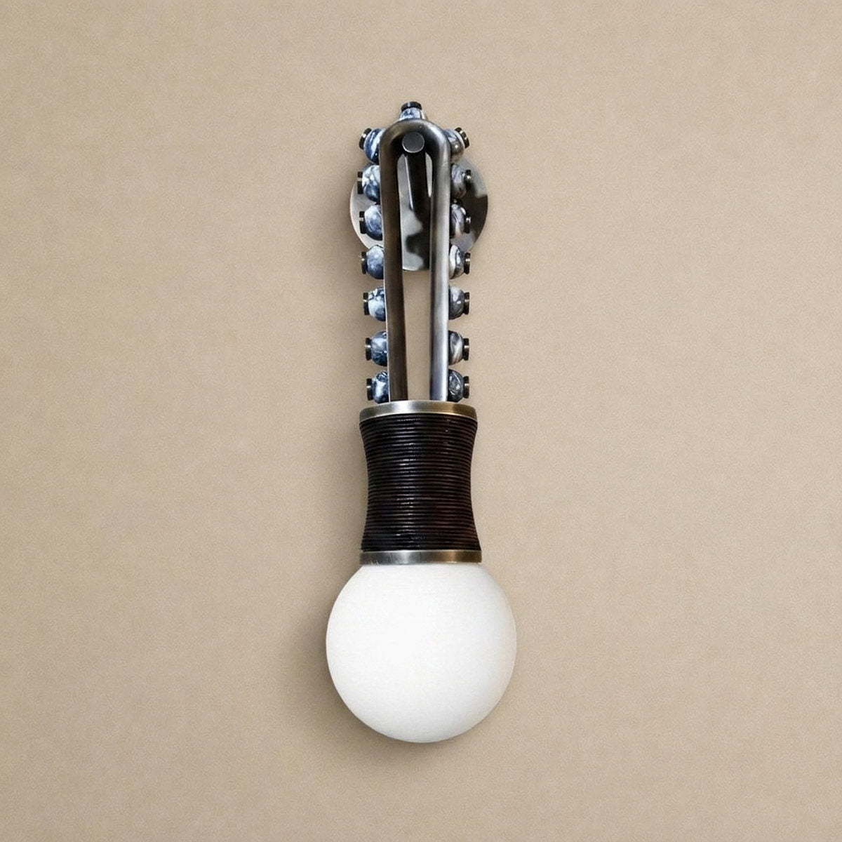 Ardora Wall Lamp, 5.5-Inch x H 24.4-Inch, Brass & Green for Living Room