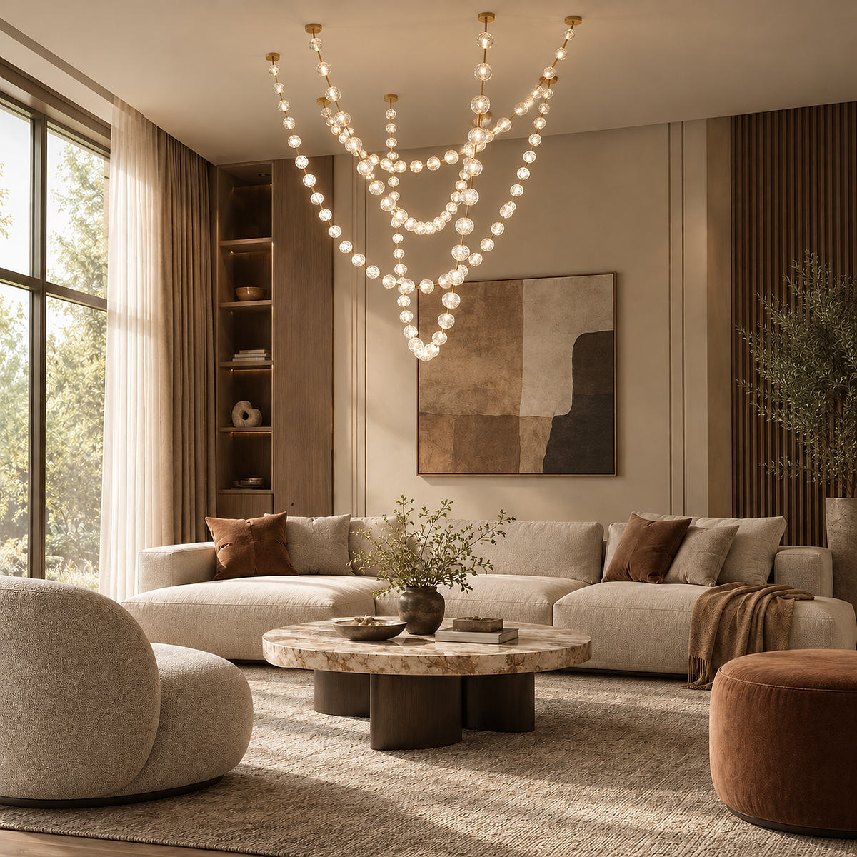 Draped Acrylic Sphere Link Chandelier