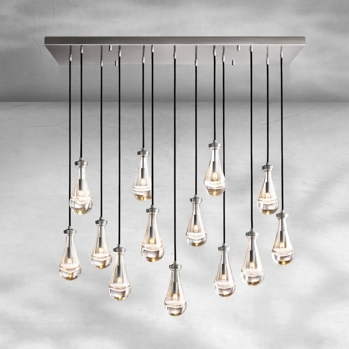Soltaire Raindrop Glass Linear Chandelier 54"