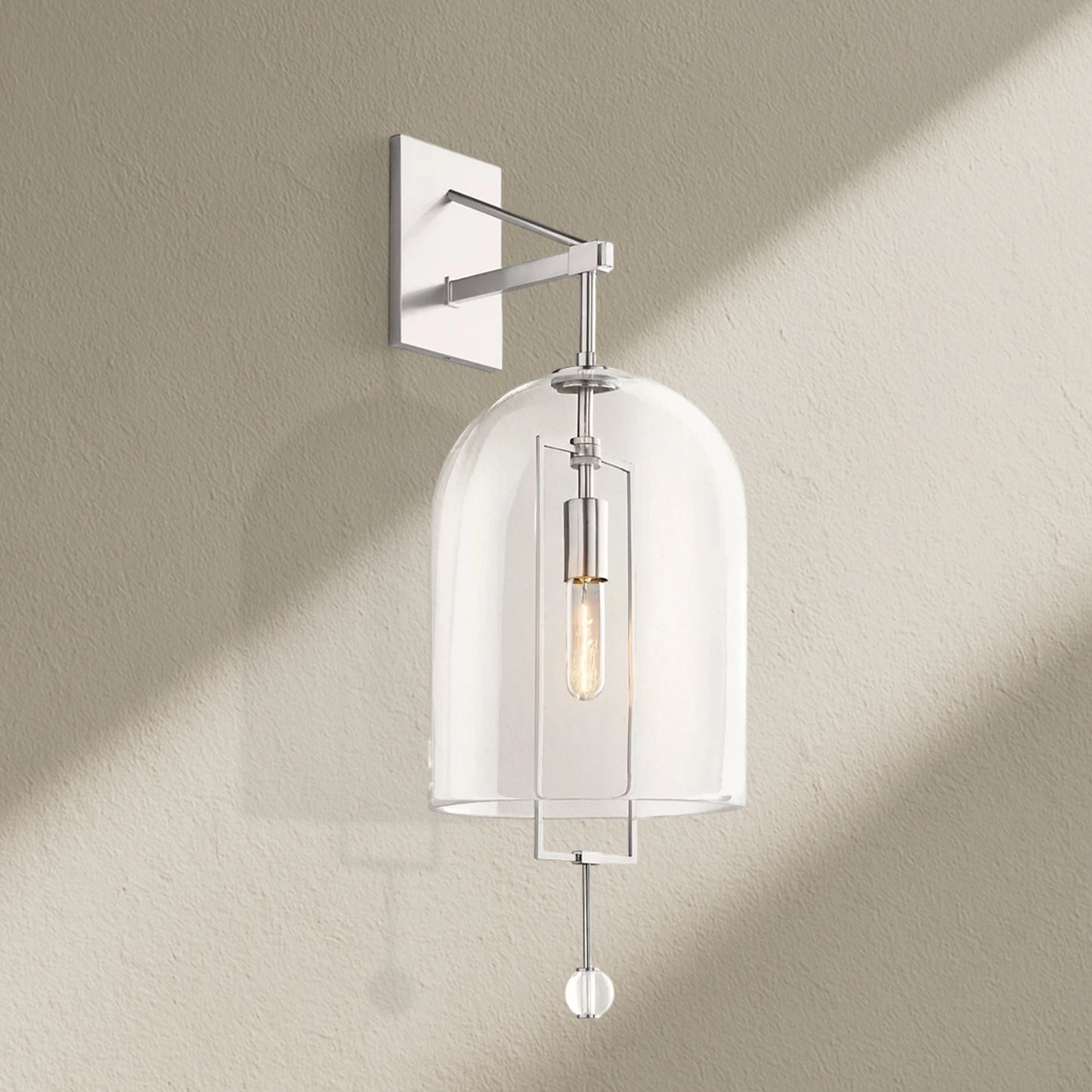 Fulcram Modern Grand Glass Wall Sconce 23"/29"H for Living Room, Bedroom