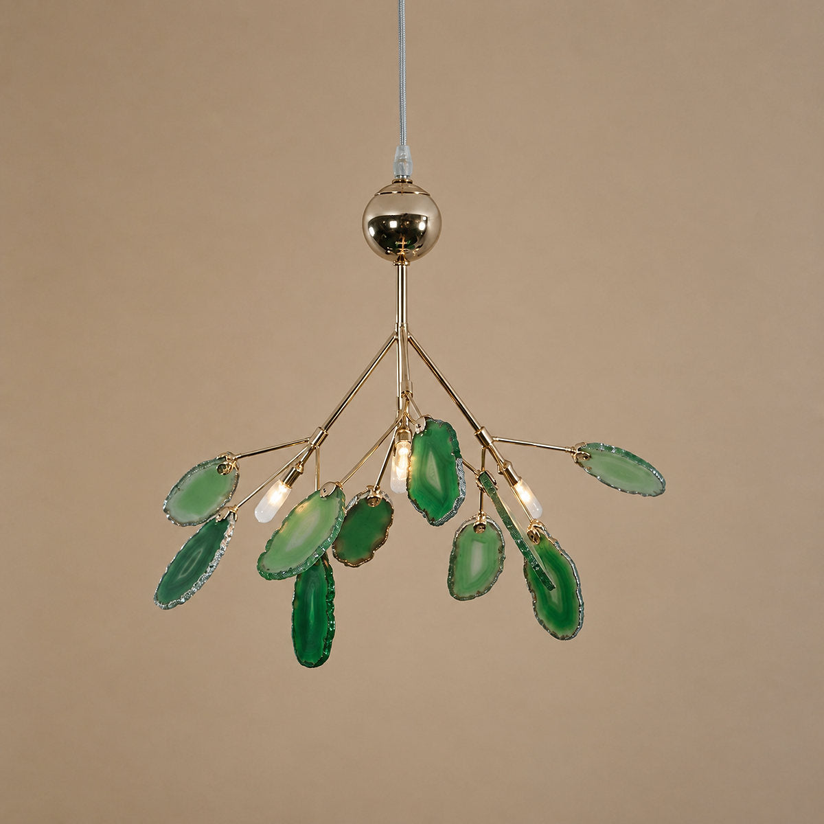 Rose Gold Chandelier with Natural Stone Slices