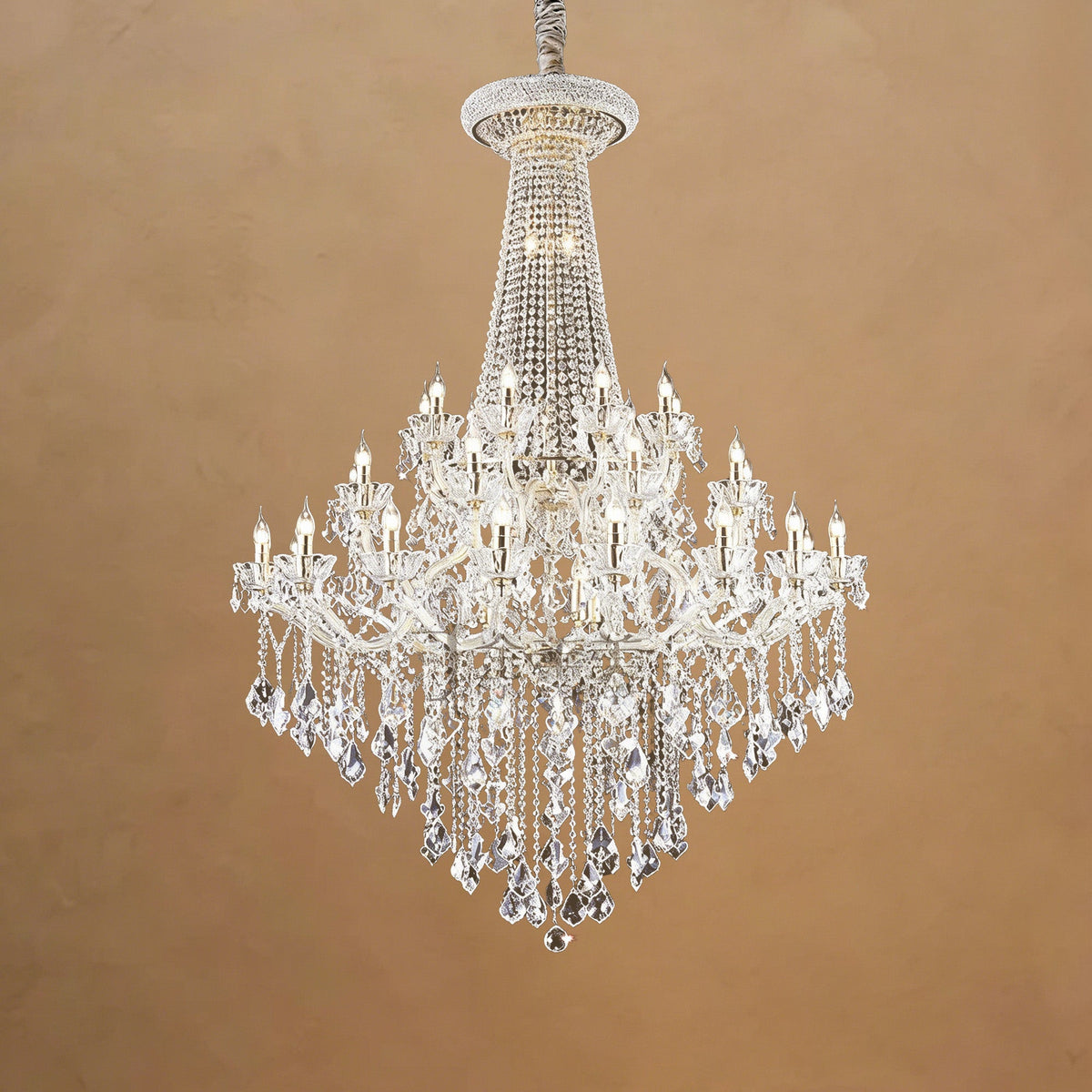 Extra Large Retro Empire Candle Crystal Chandelier for High-ceiling Space