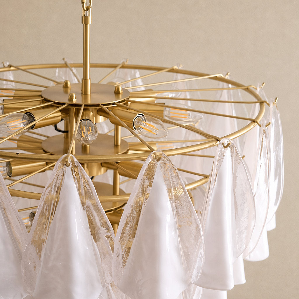 Tricolordeer Round White Glass Chandelier