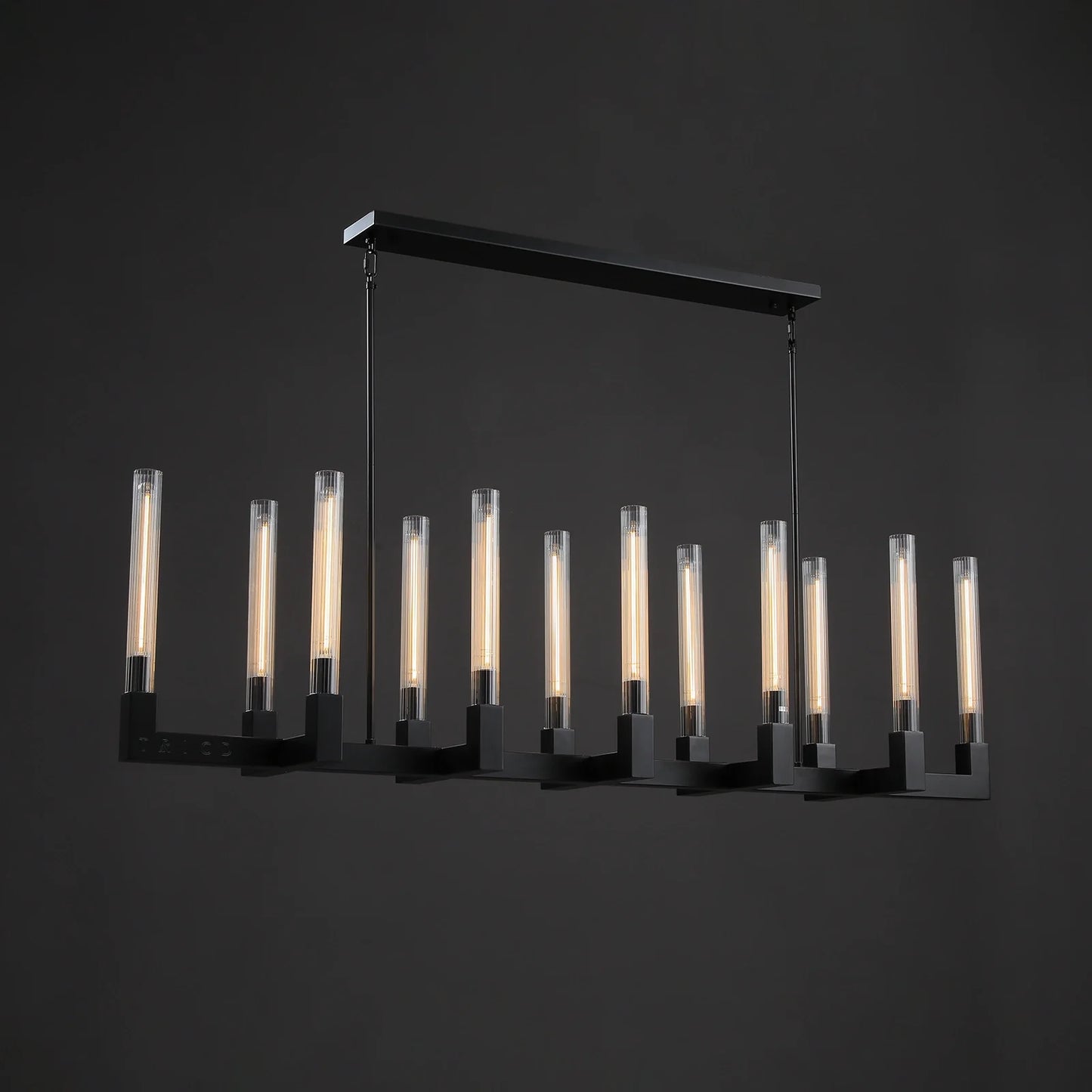 Cannel Glass Linear Chandelier 55"67"