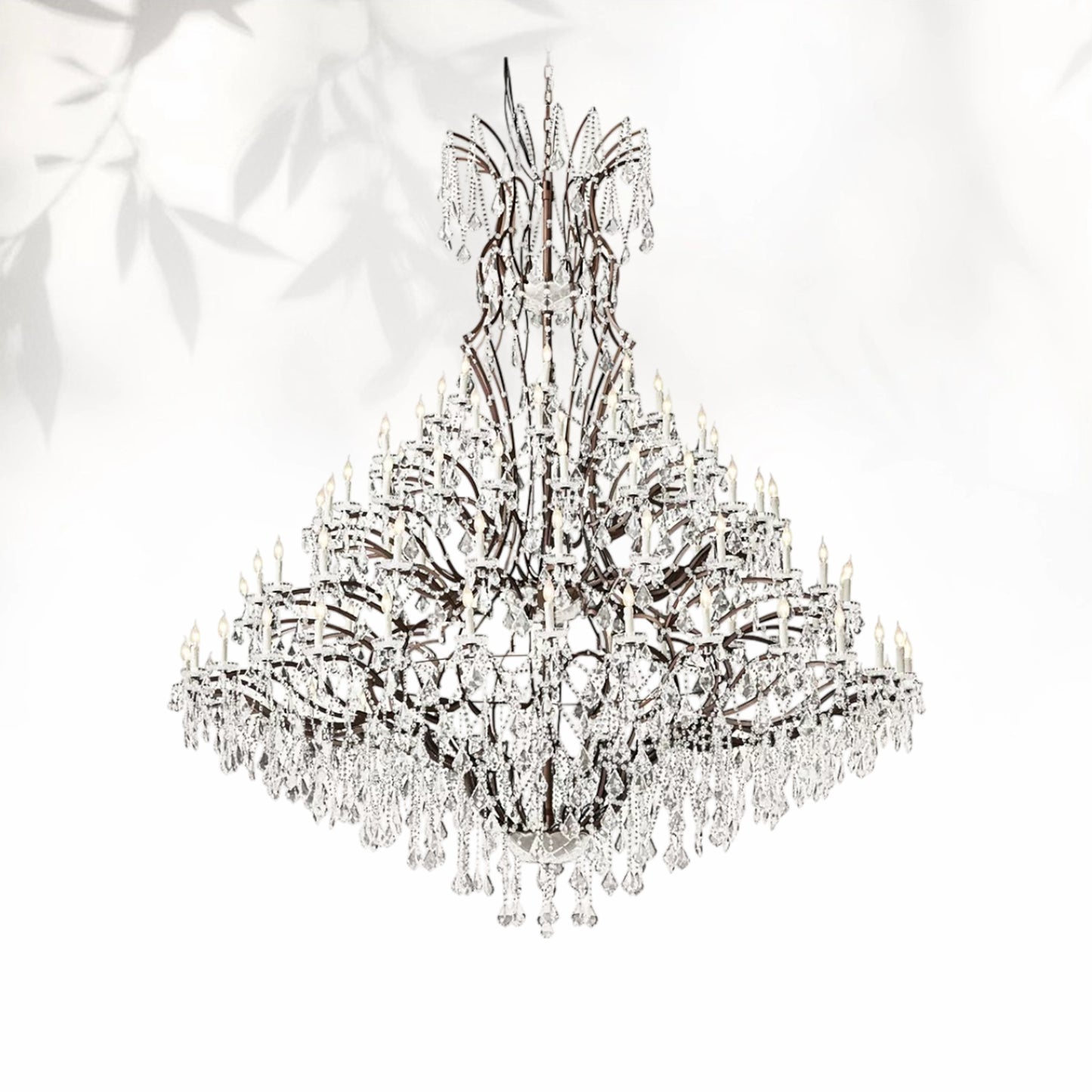 19th C. Rococo Iron & Crystal Round Dining Room Chandelier 101"