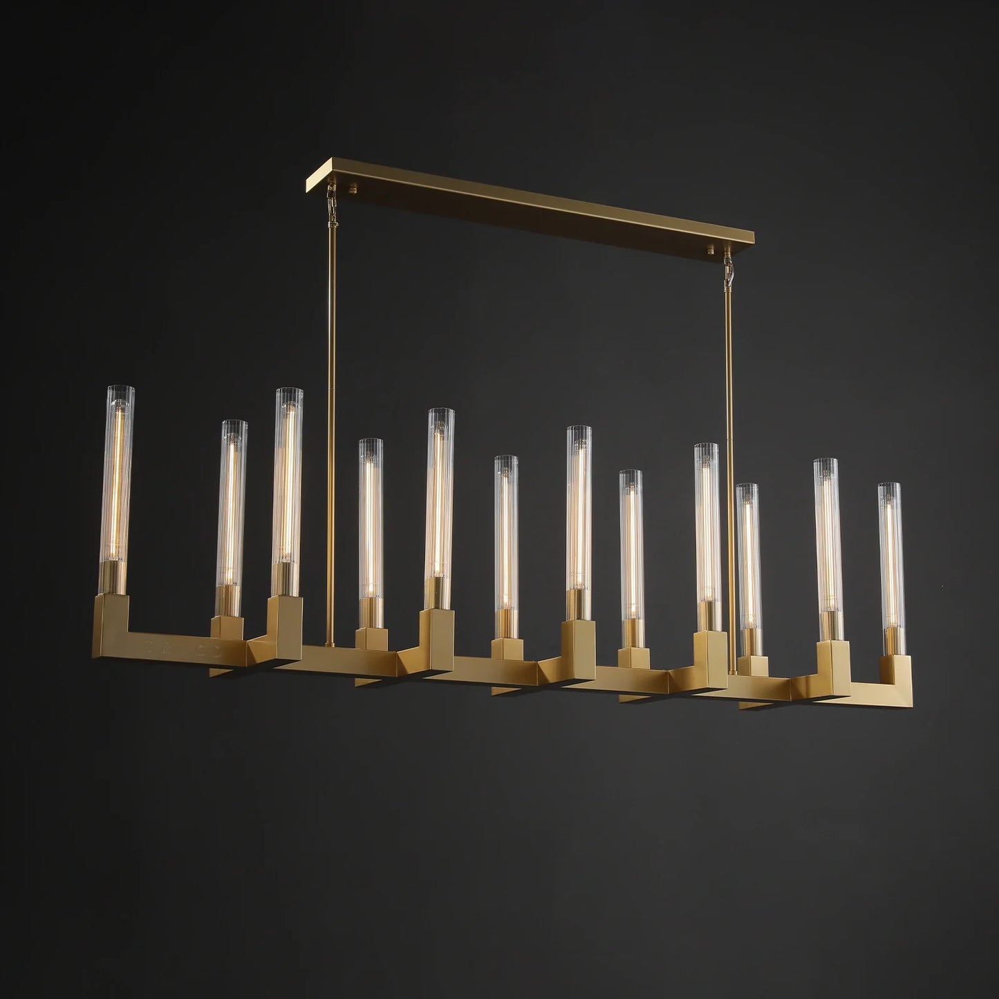 Cannel Glass Linear Chandelier 55"67"