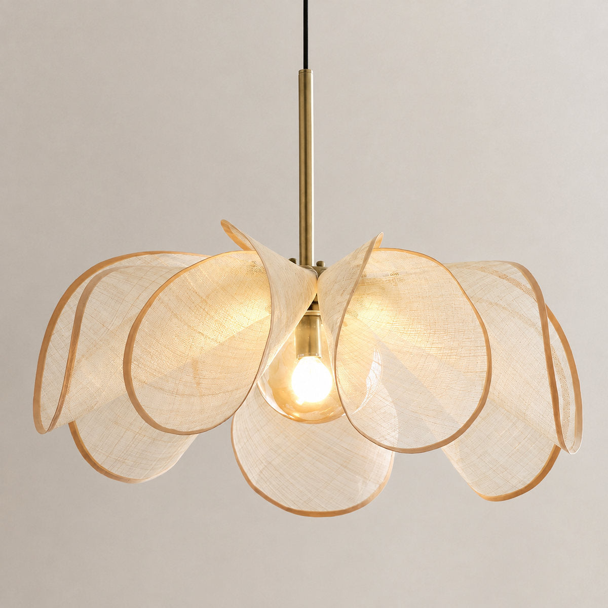 Woven Abaca Fiber Floral Pendant Lamp