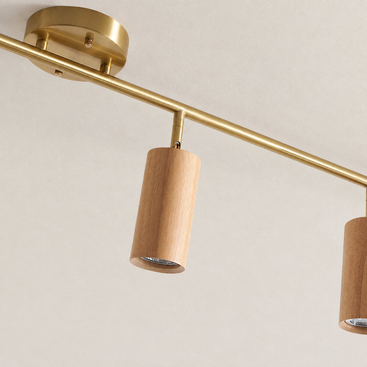 Tricolordeer Gold Brass Ceiling Light: Walnut Wood, 1–4 Heads