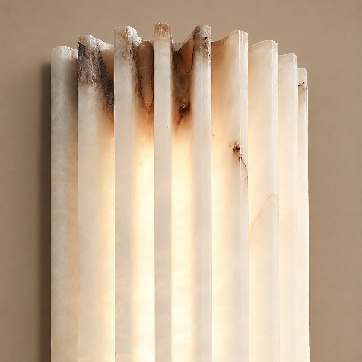 Ribbed Alabaster Stone Wall Lamp Warm Light for Living Room & Dining Room