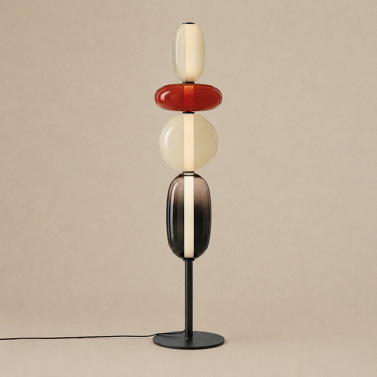 Artisan Hand-Blown Glass Stacked Floor Lamp