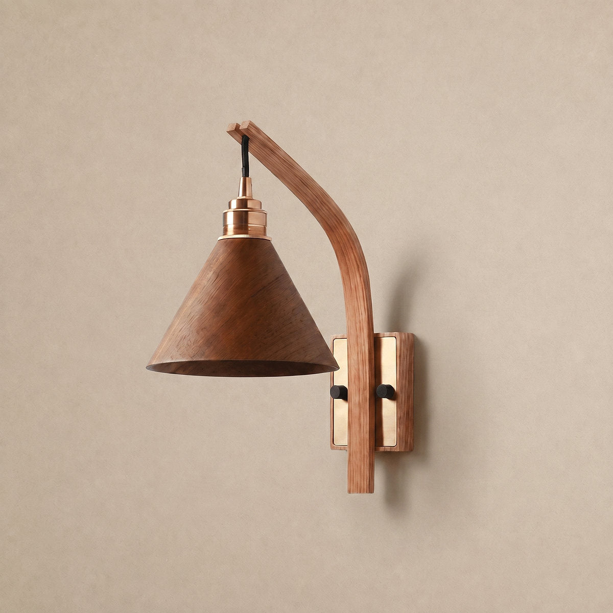 Camber Arc Wall Lamp, 6.7-Inch x H 13.0-Inch, Walnut & Wood for Living Room