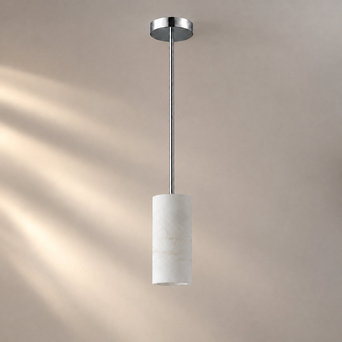 Tricolordeer Three-Light Alabaster Chandelier Nickel
