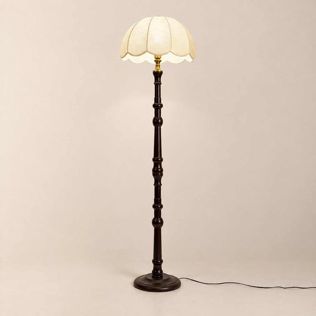 Tricolordeer Sculpted Wood Fabric Floor Lamp
