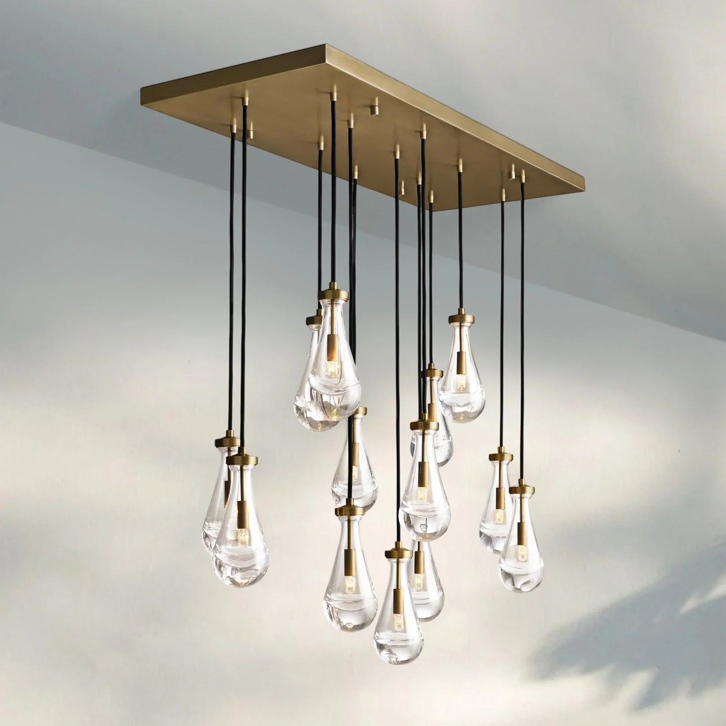 Soltaire Raindrop Glass Linear Chandelier 54"