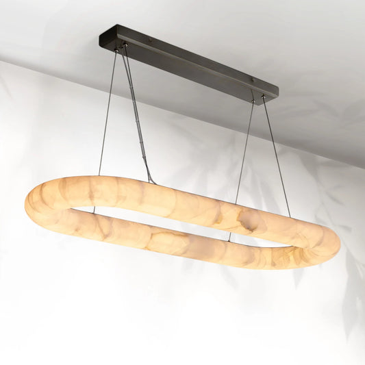 Rivaga Lisse Alabaster Oval Chandelier 57" 74"