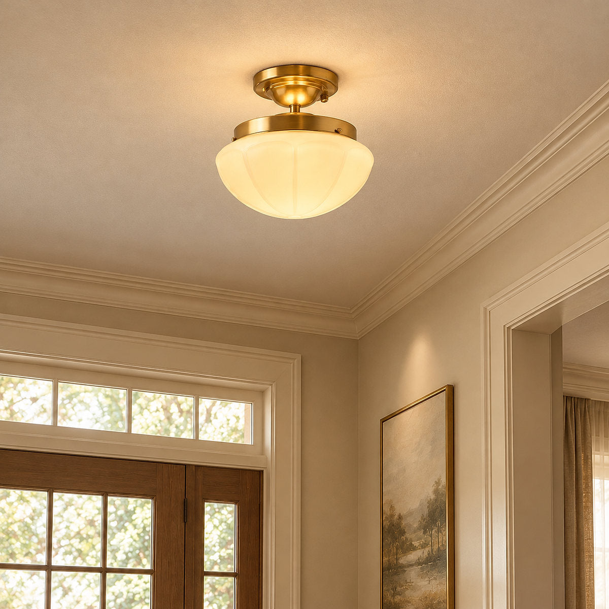 Tricolordeer Art Deco Glass Ceiling Lamp