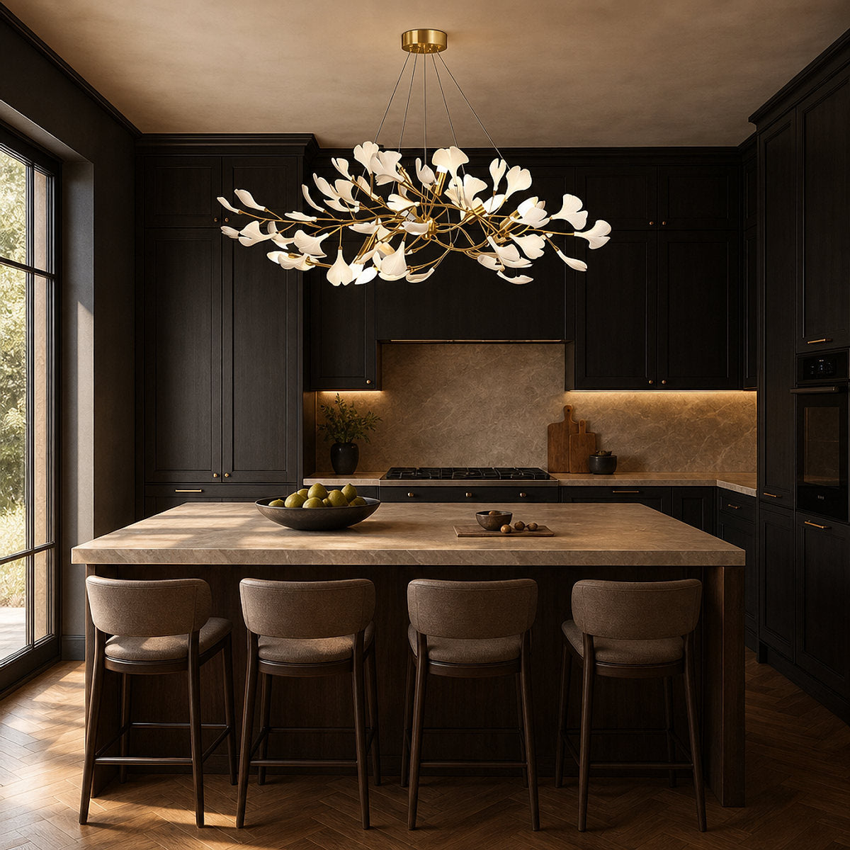 Porcelain Leaf Horizontal Branch Chandelier