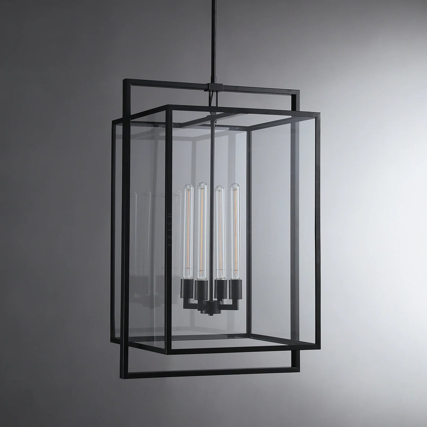 Bickman Glass Lantern Modern Pendant 26"34"