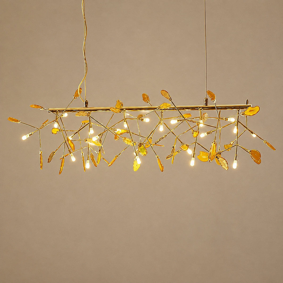 Rose Gold Chandelier with Natural Stone Slices