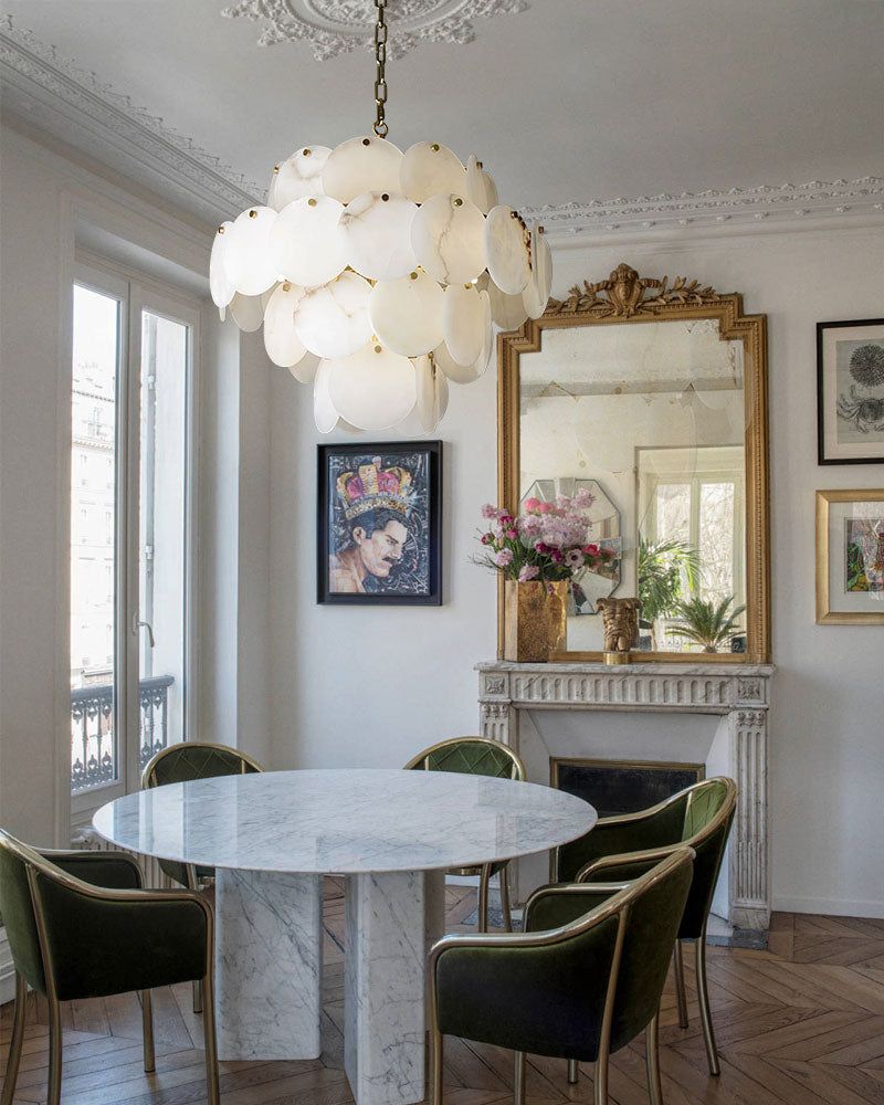 Alabaster Magnolia Multi-tiered Round Chandelier Lighting