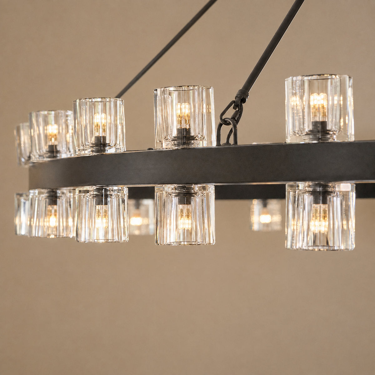 Tricolordeer Brass Ring Chandelier with 48/60 Lights (Brushed Brass / Matte Black)